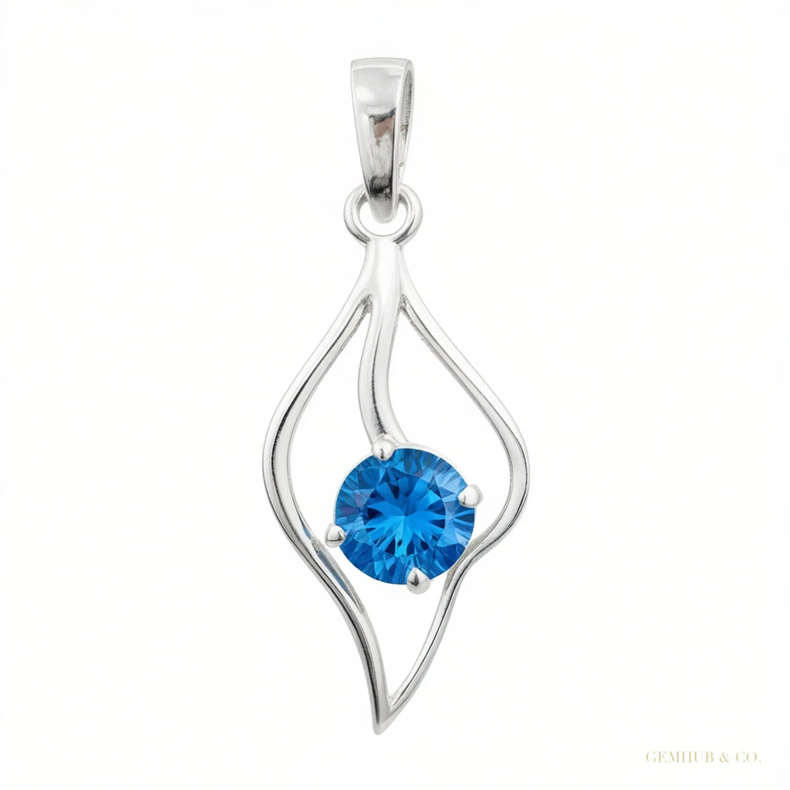 Stunning 1.40 ct DEW Certified Blue Moissanite Pendant In Gold Vermeil