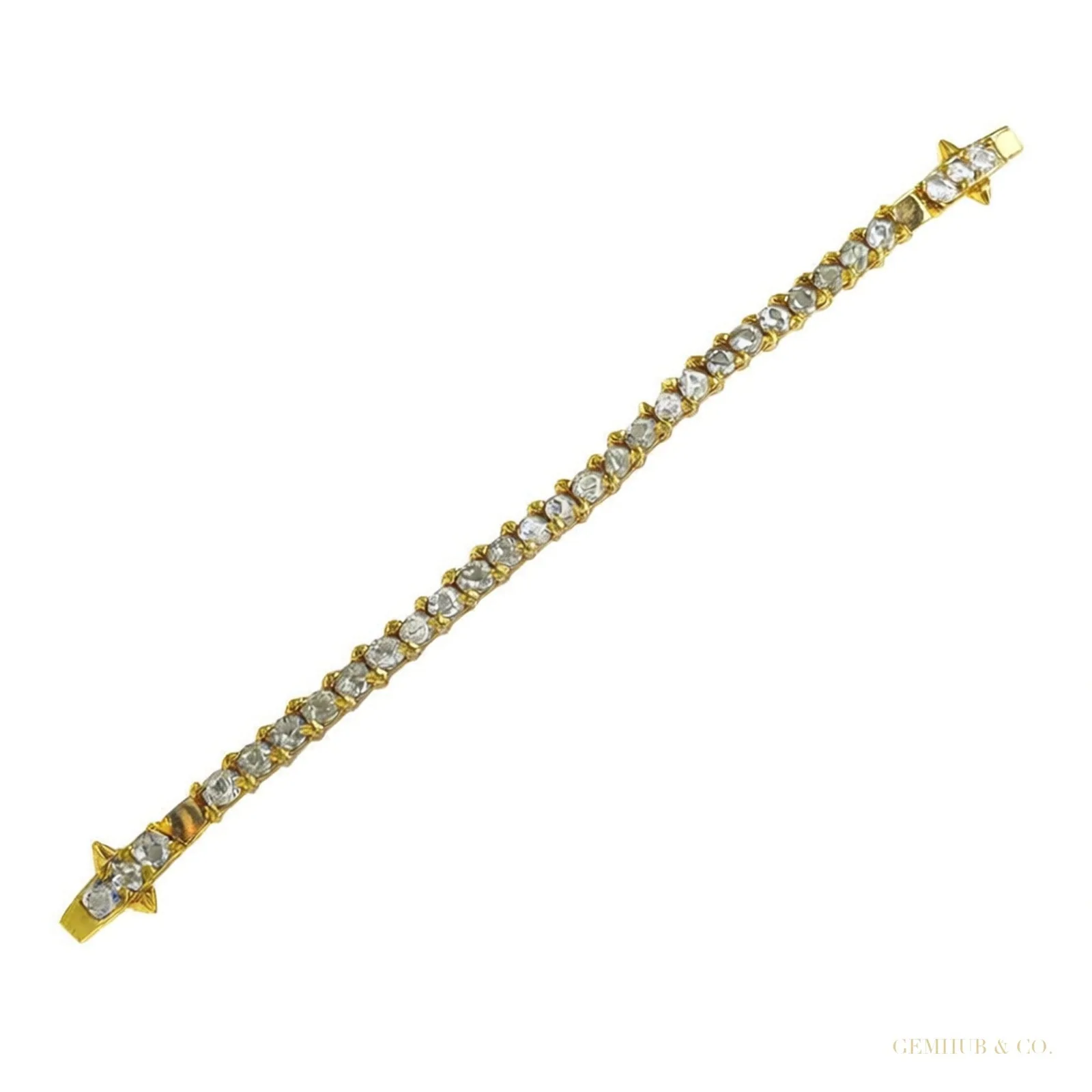 IGI Certified 14k Yellow Gold 2.00CT Round Cut Natural Diamond Tennis Bracelet