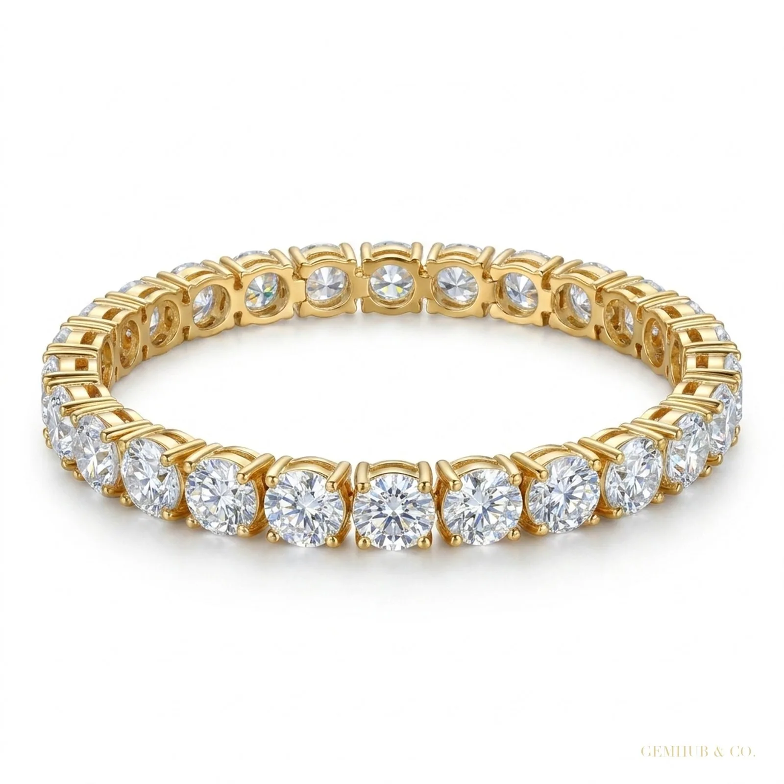 Certify Round Cut Natural Emerald & Diamond Tennis Charm Gift Bracelet 14k Gold