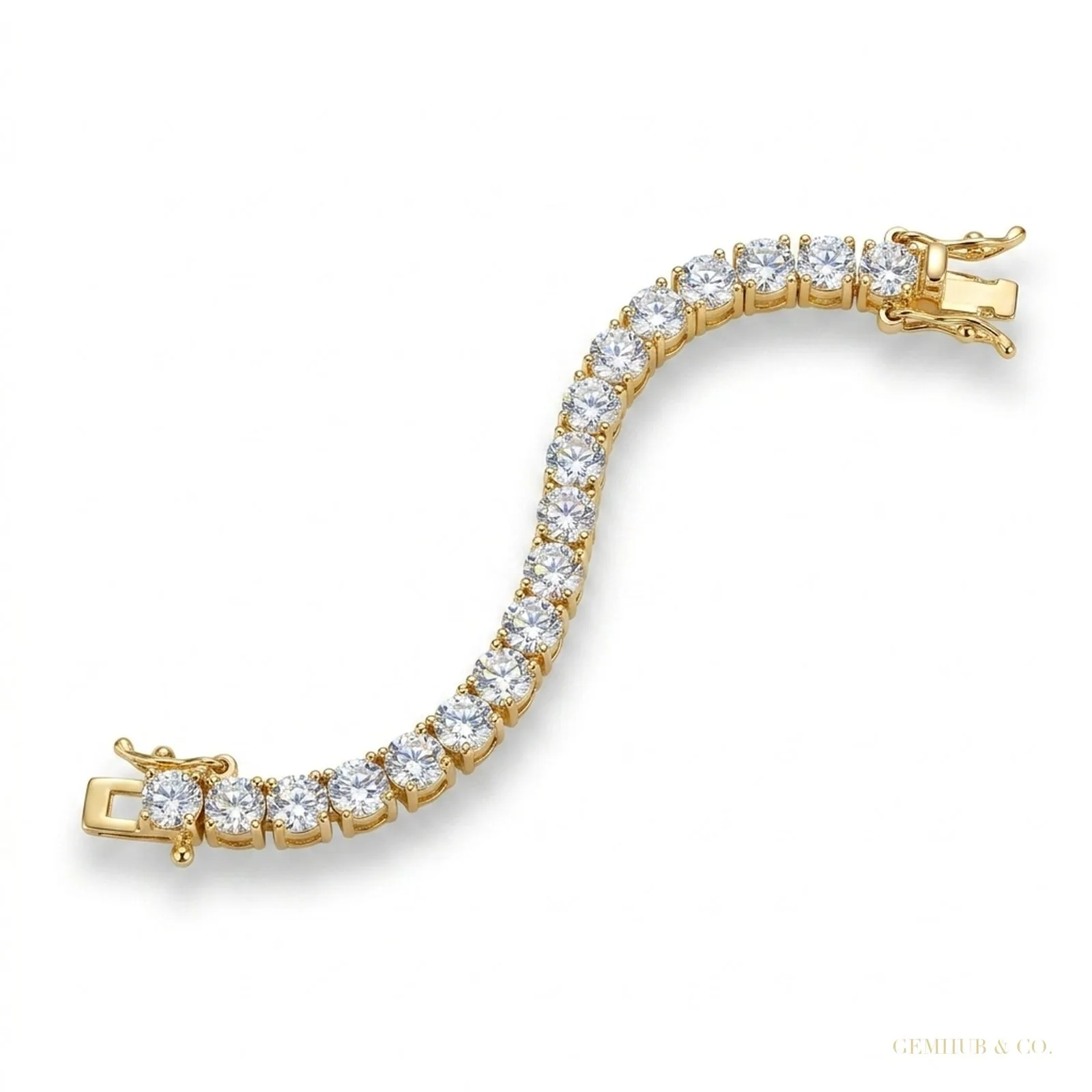 GH/VS Certified 4.99Ct Round Natural Diamond Tennis Bracelet 14k Yellow Gold
