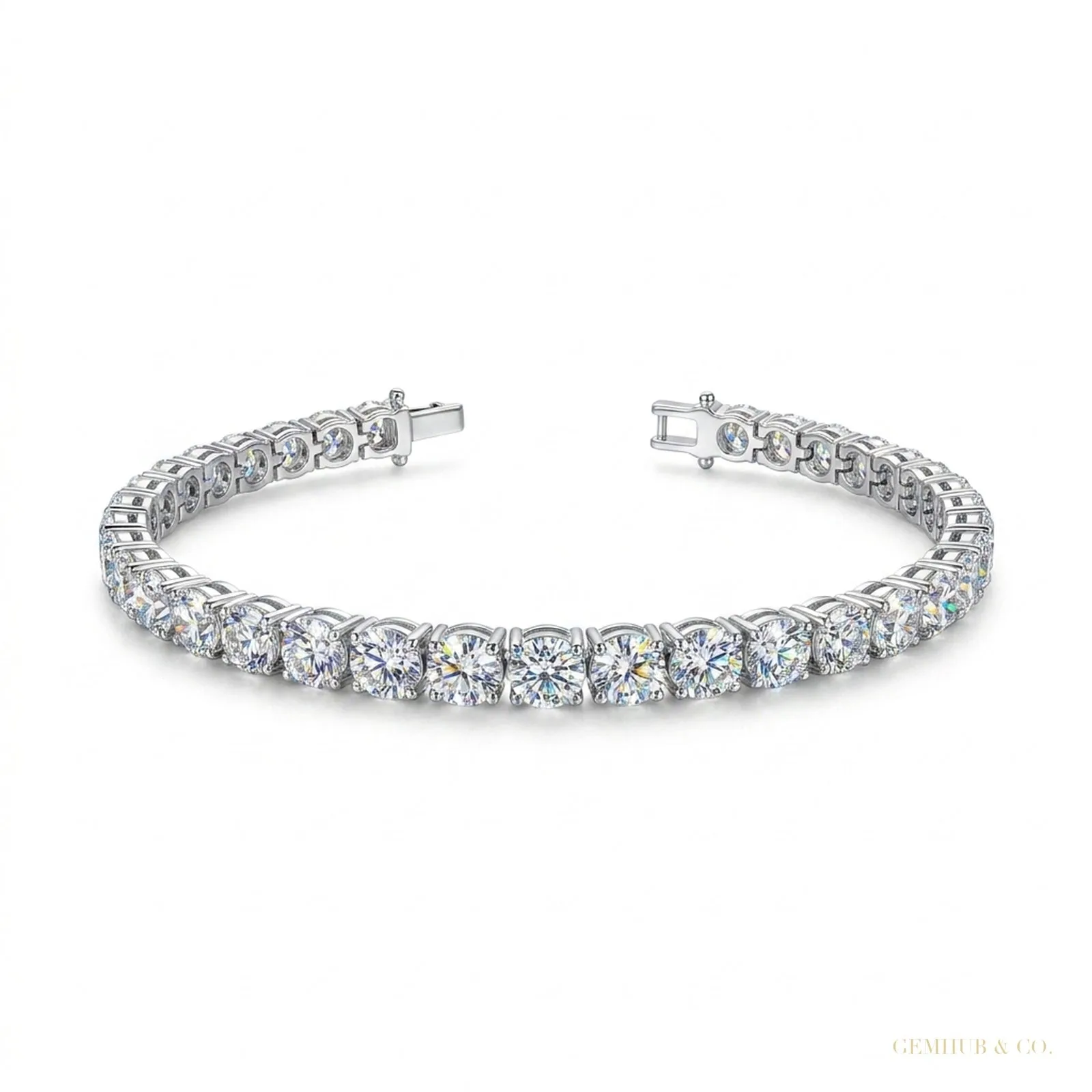 5CT Round Cut Natural Diamond Engagement Gift For Tennis Bracelet 14k White Gold