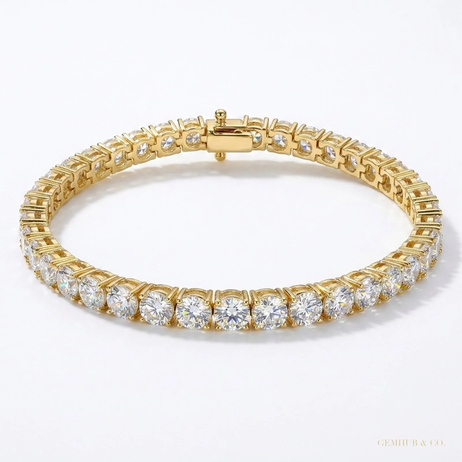 IGI Certified 7Ct Natural Diamond Women’s Tennis Bracelet 14Kt Yellow Gold