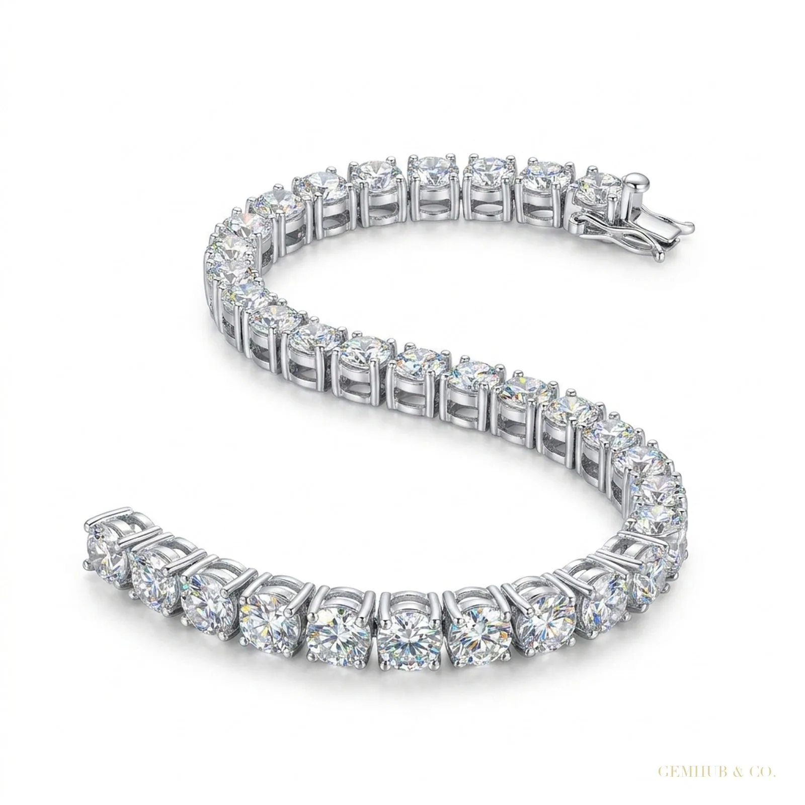 Men’s 5.20Ct Certified Natural Diamond Tennis Bracelet 18Kt White Gold GH/SI