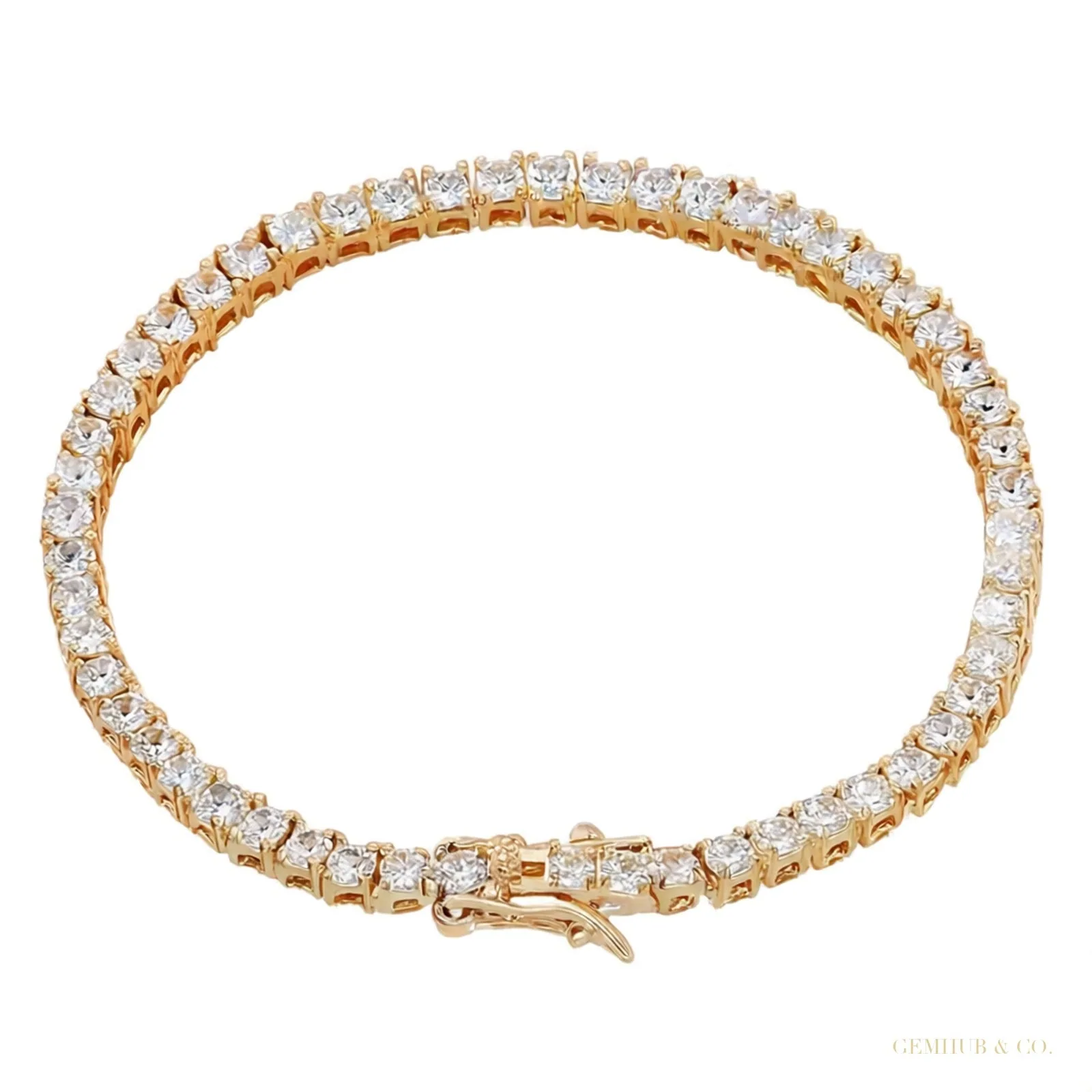 Certified 6.50Ct GH/VS Natural Diamond Tennis Bracelet For Her 14Kt Yellow Gold