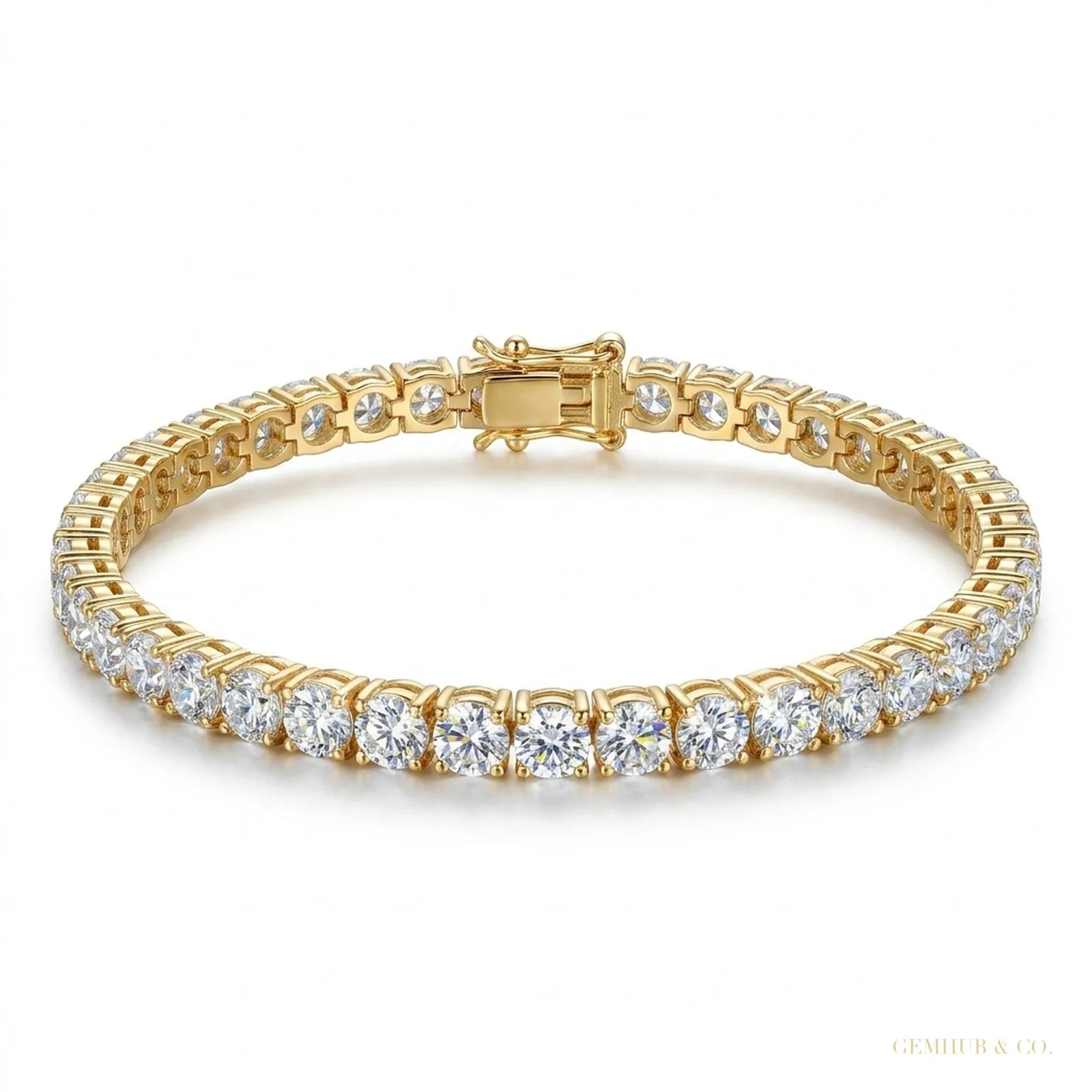 Elegant 14K Yellow Gold Natural Diamond Tennis Bracelet IGI Certified Daily Wear