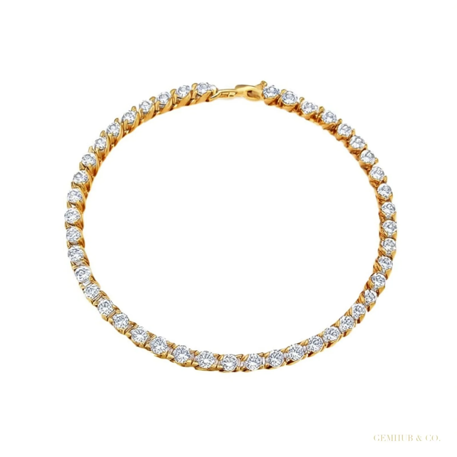 Certified GH/SI 6.20Ct Natural Diamond 14Kt Yellow Gold Tennis Bracelet Fro Her