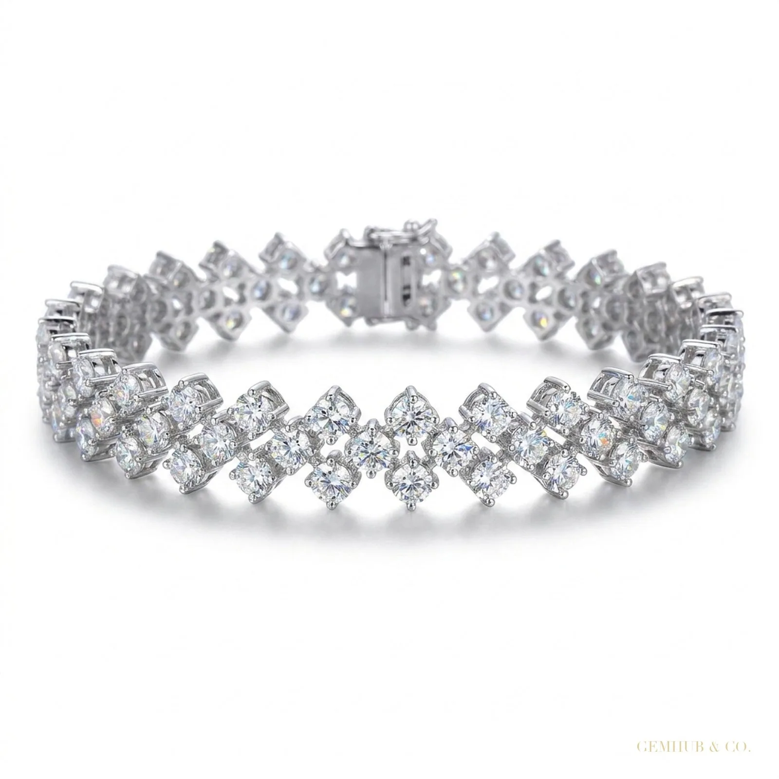 Solid 14K White Gold Round-Cut Certified Natural Diamond Tennis Bracelet Gift