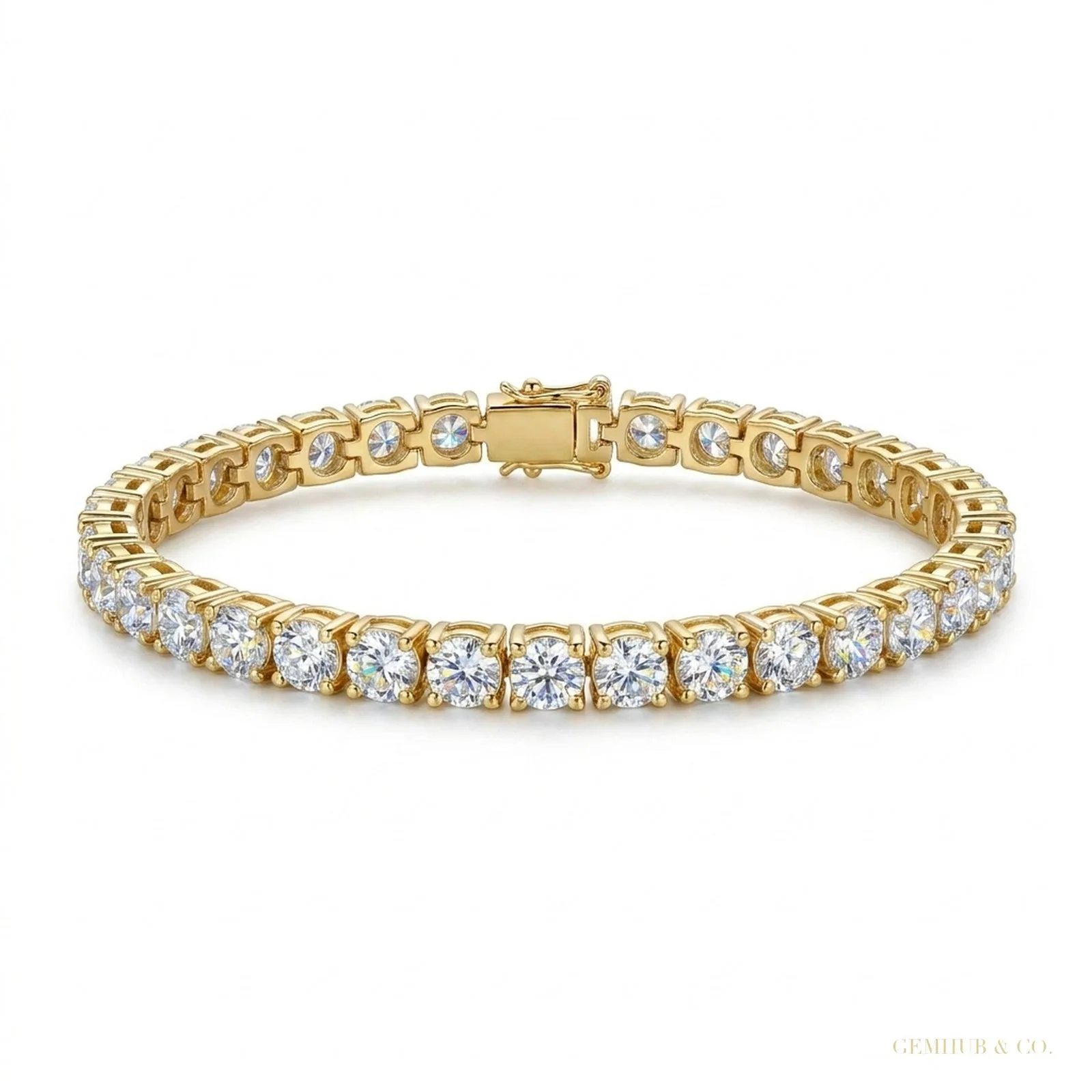 Tennis Bracelet 5Ct Round GH SI Natural Diamond 14K Yellow Gold Wedding Proposal