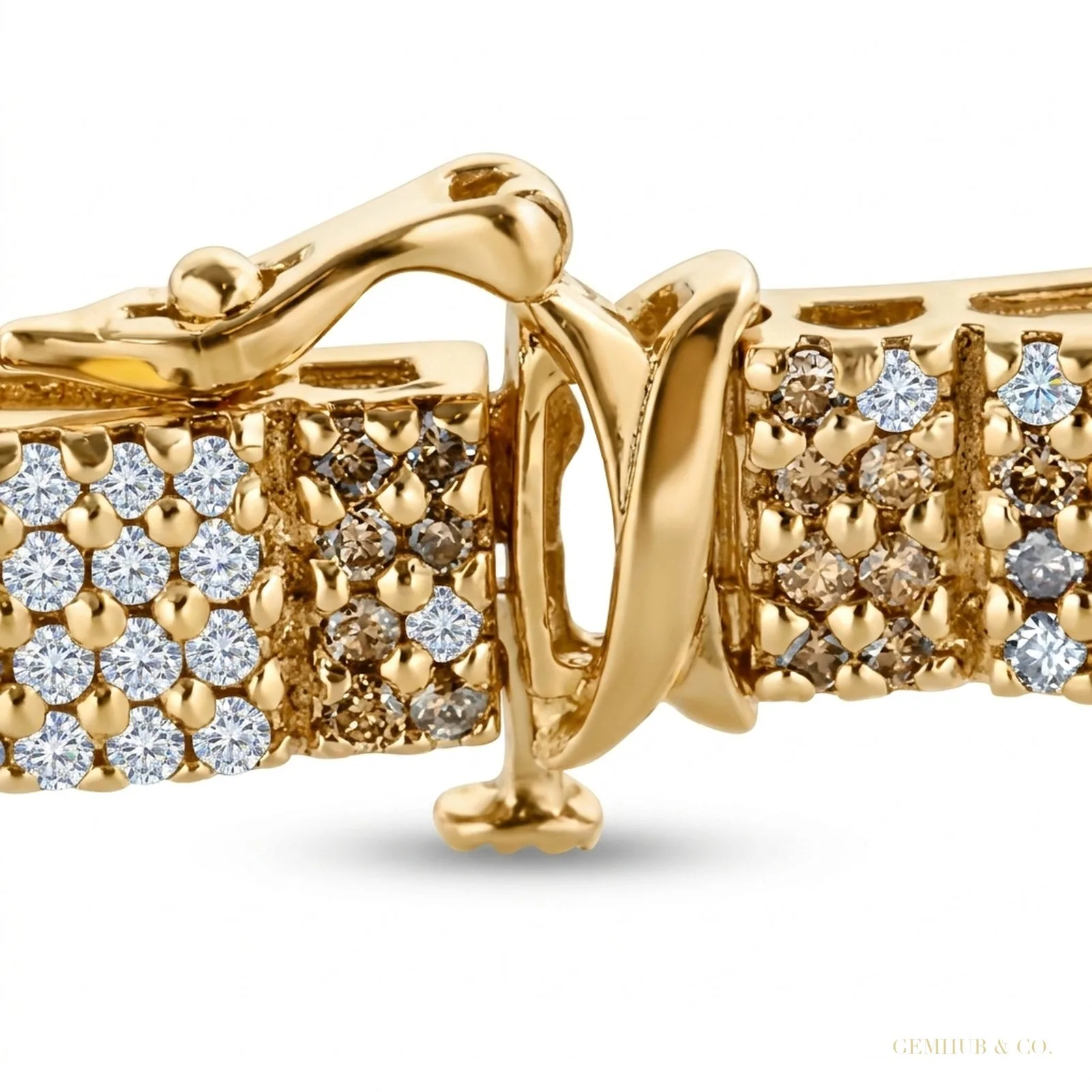Round Cut Genuine Lab-Grown Diamond 9CT Statement Men’s Bracelet 14k Yellow Gold