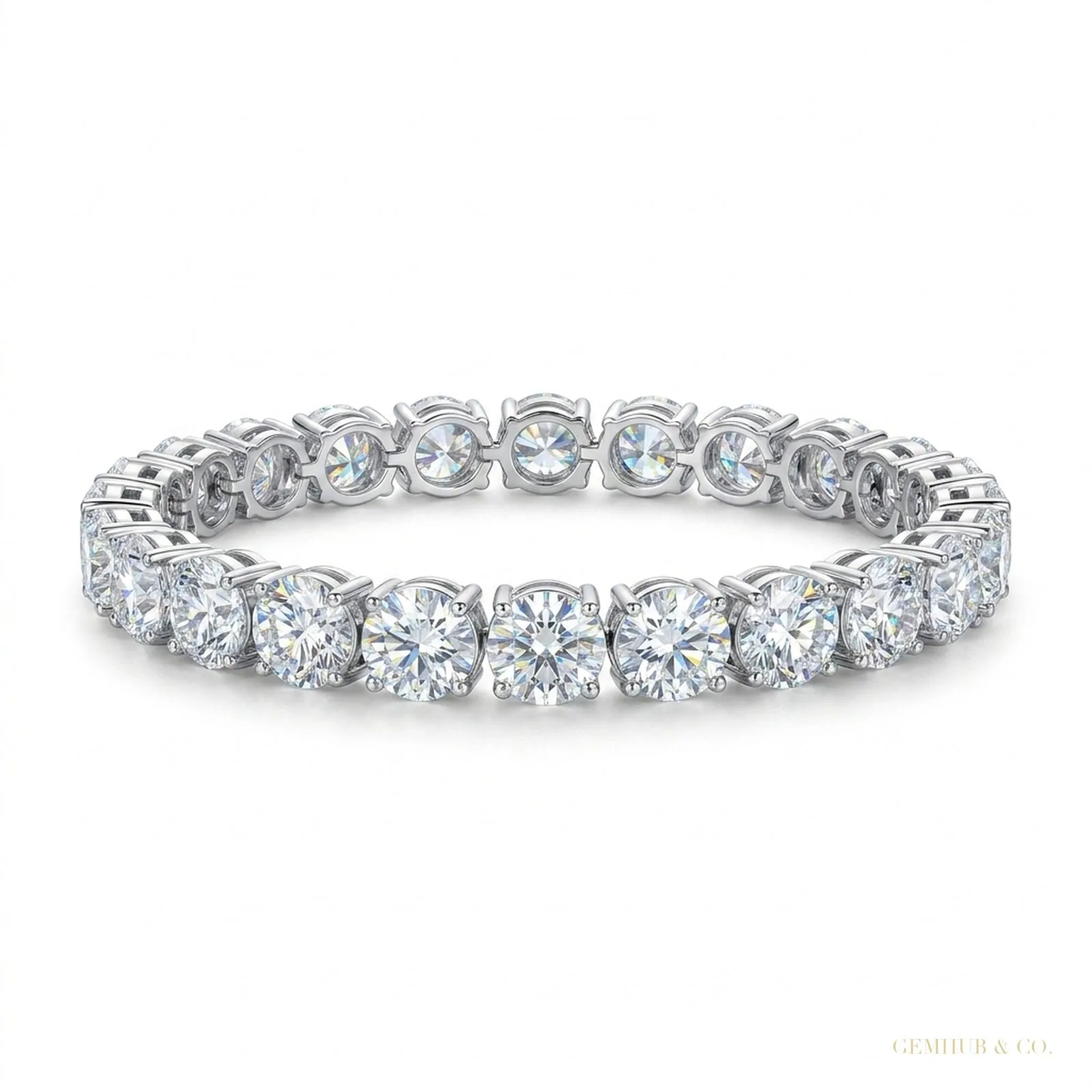 9.50Ct Round Certified Natural Diamond Tennis Bracelet 14k White Gold