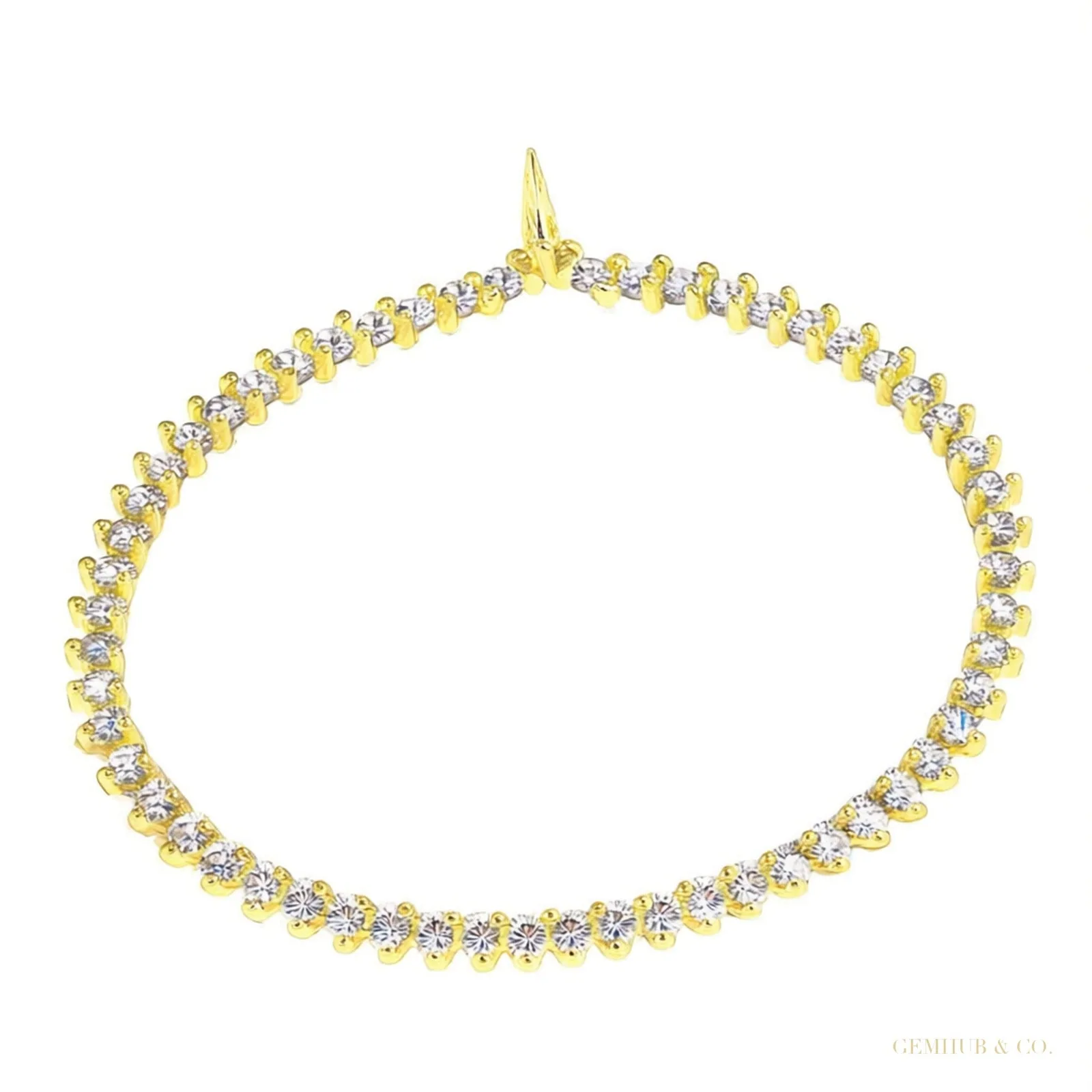 Certified Round Cut Lab-Grown/CVD 4.25Ct Diamond Tennis Bracelet 14K Yellow Gold