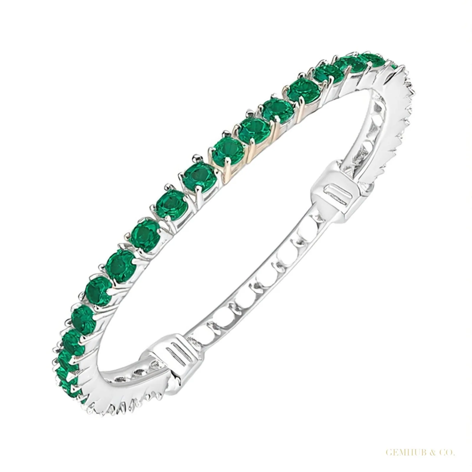 Emerald Cut Lab-Grown Diamond Tennis Bracelet in 14K White Gold