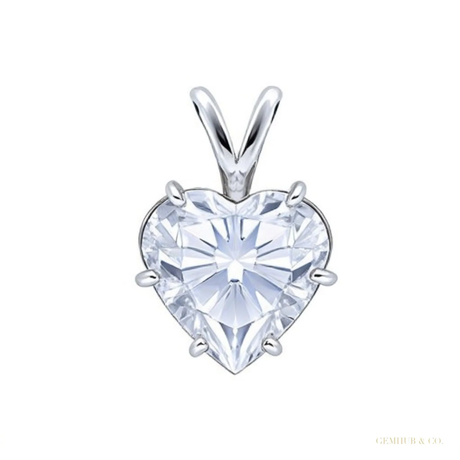 10.00ct DEW White Moissanite Heart Cut Pendant Necklace