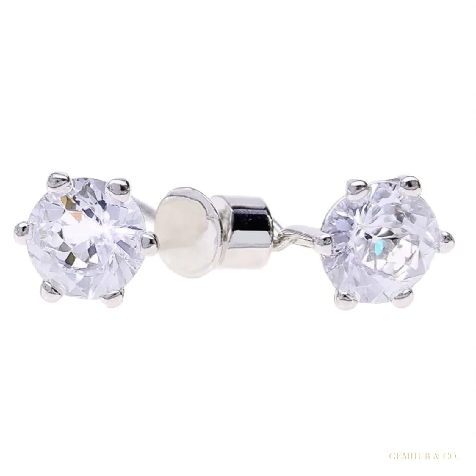White Moissanite 10 ct DEW Round Cut Certified Earrings In Gold Vermeil