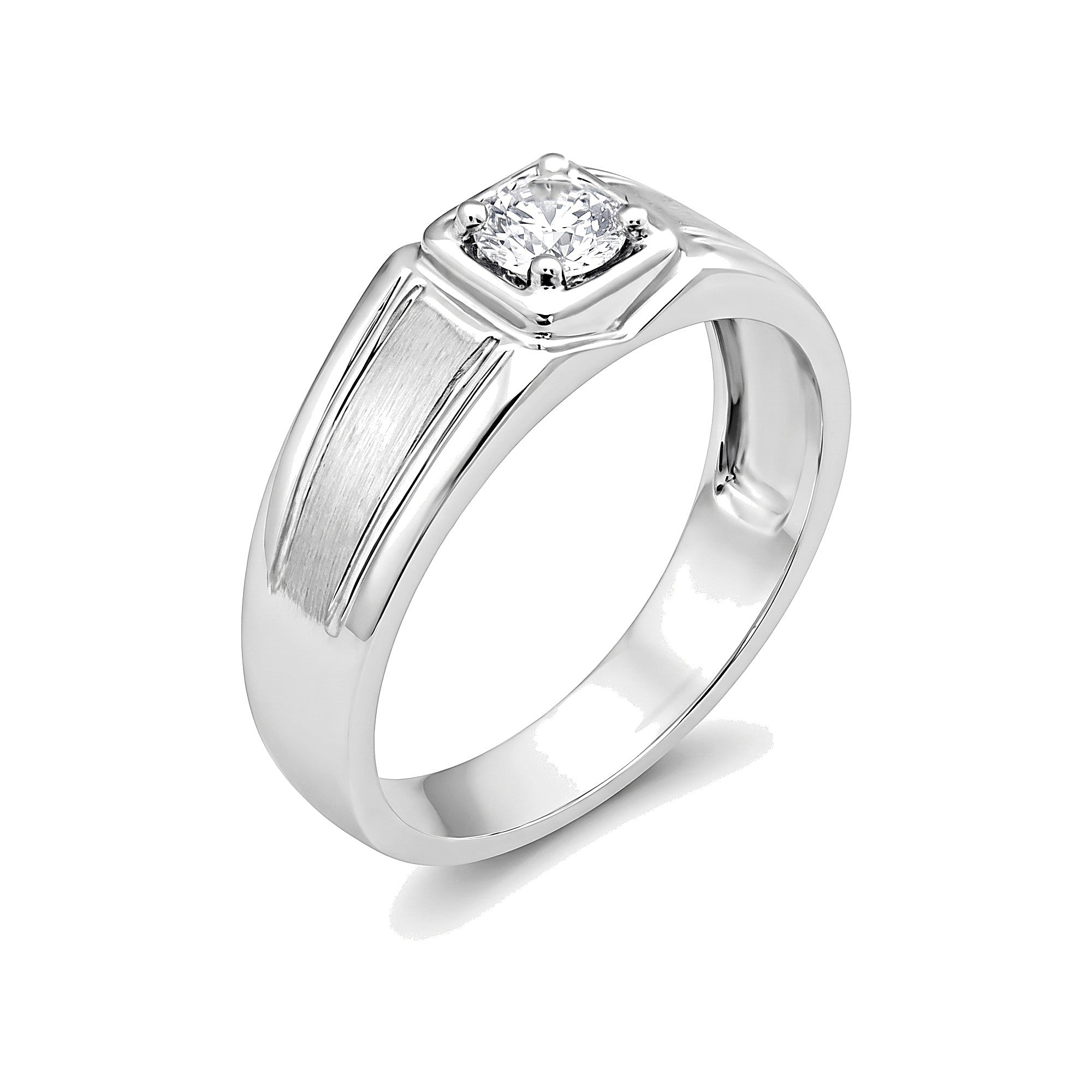 Stylish Platinum Solitaire Men's Ring