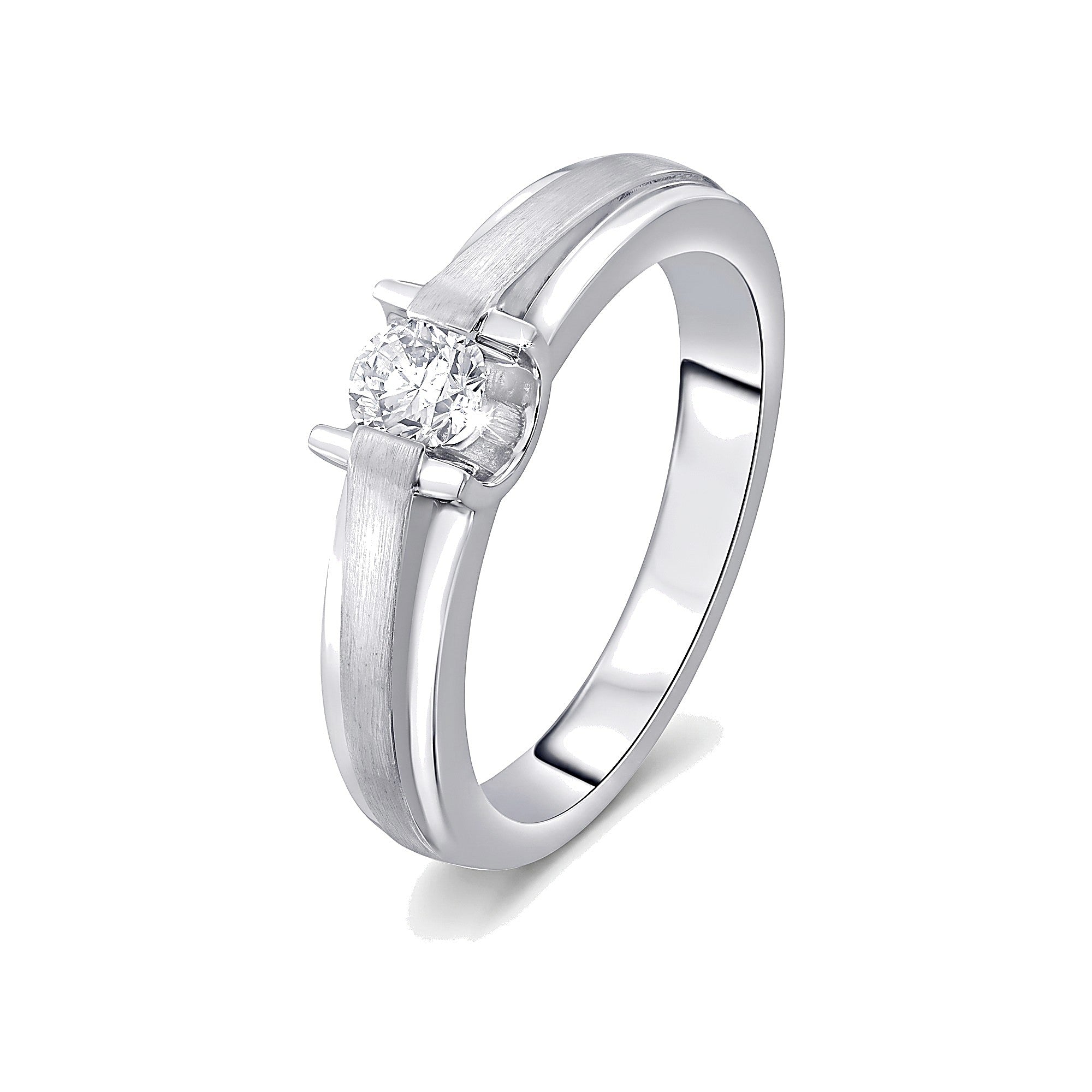 Glossy Platinum Solitaire Diamond Ring