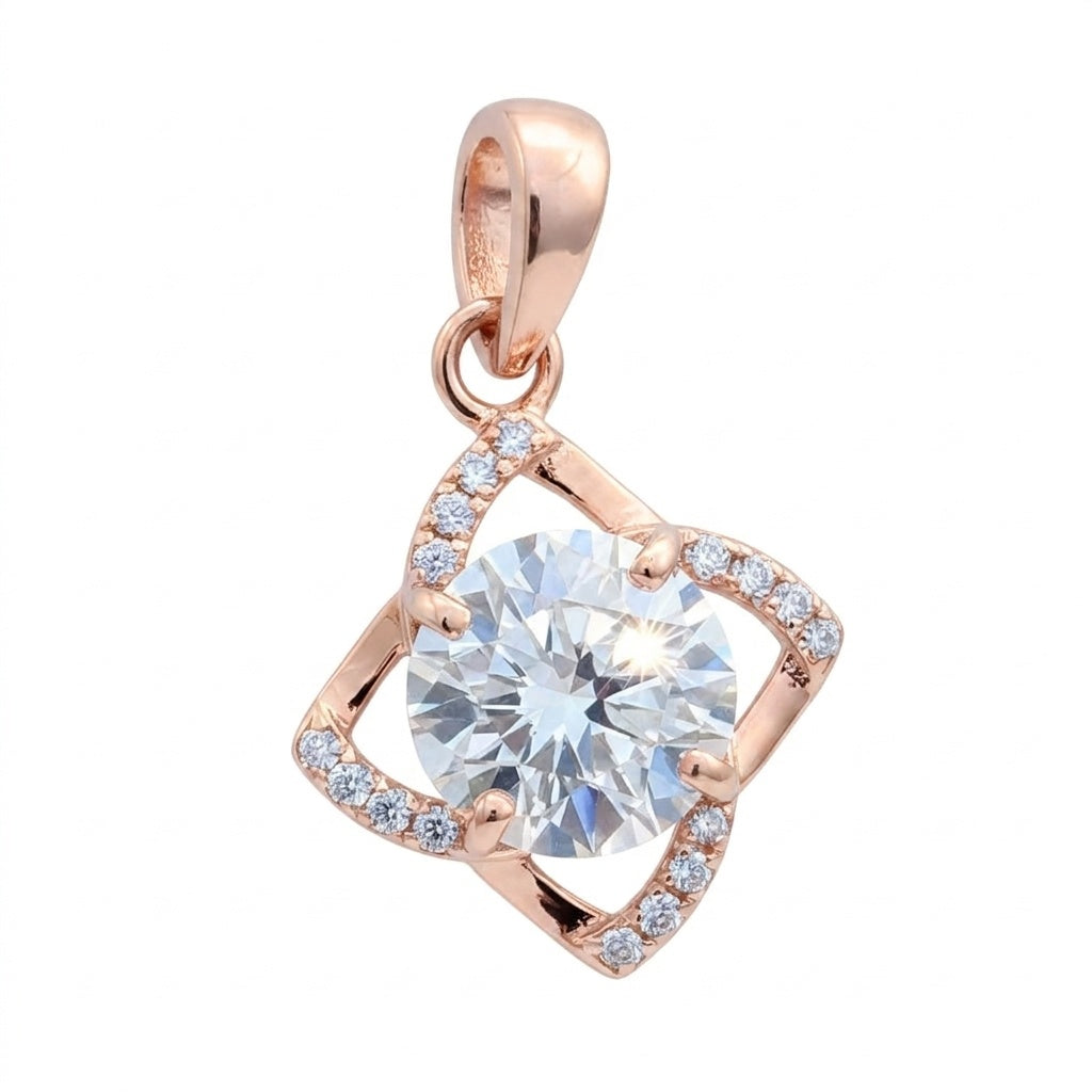 3.70 ct DEW F VS1 White Moissanite Pendant – Elegant Anniversary Gift in 18K Gold Vermeil (925 Silver)