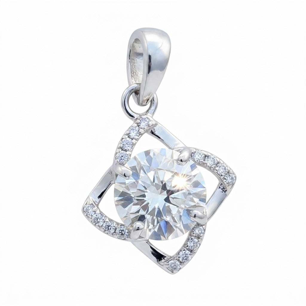 3.70 ct DEW F VS1 White Moissanite Pendant – Elegant Anniversary Gift in 18K Gold Vermeil (925 Silver)