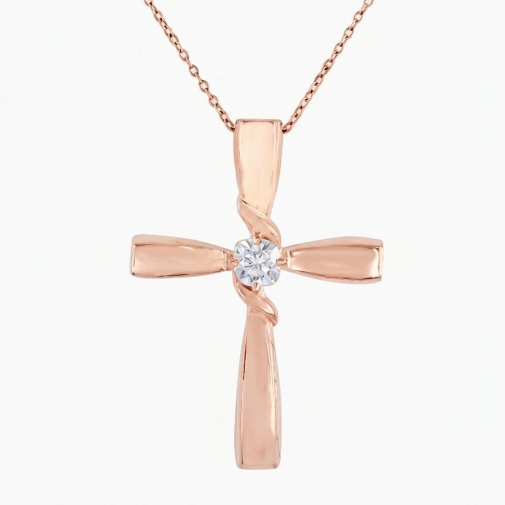 1.80 ct DEW F VS1 White Moissanite Cross Pendant – Religious Gift Idea in 18K Gold Vermeil (925 Silver)
