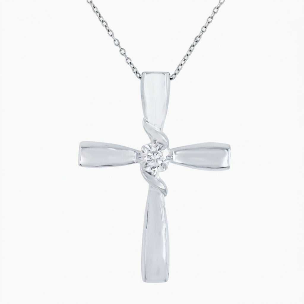 1.80 ct DEW F VS1 White Moissanite Cross Pendant – Religious Gift Idea in 18K Gold Vermeil (925 Silver)