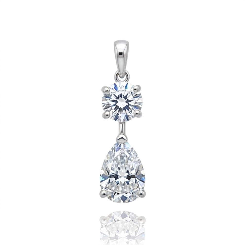 Beautiful 3 ct DEW Certified Round Cut White Moissanite Pendant in 18K Gold Vermeil (925 Silver)