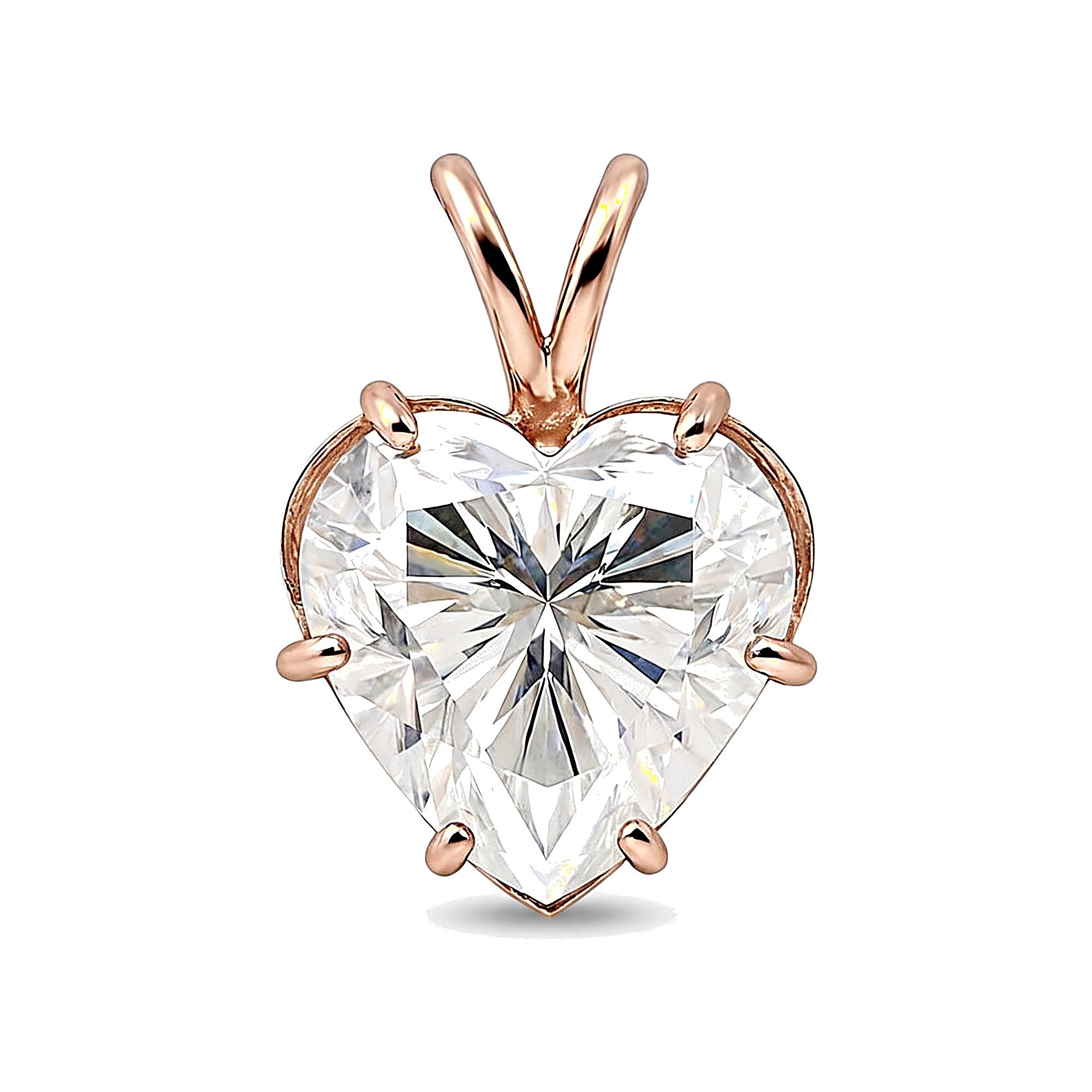 3.41 Ct Heart Cut Moissanite Pendant — VS1 Clarity in 18K Gold Vermeil (925 Silver)