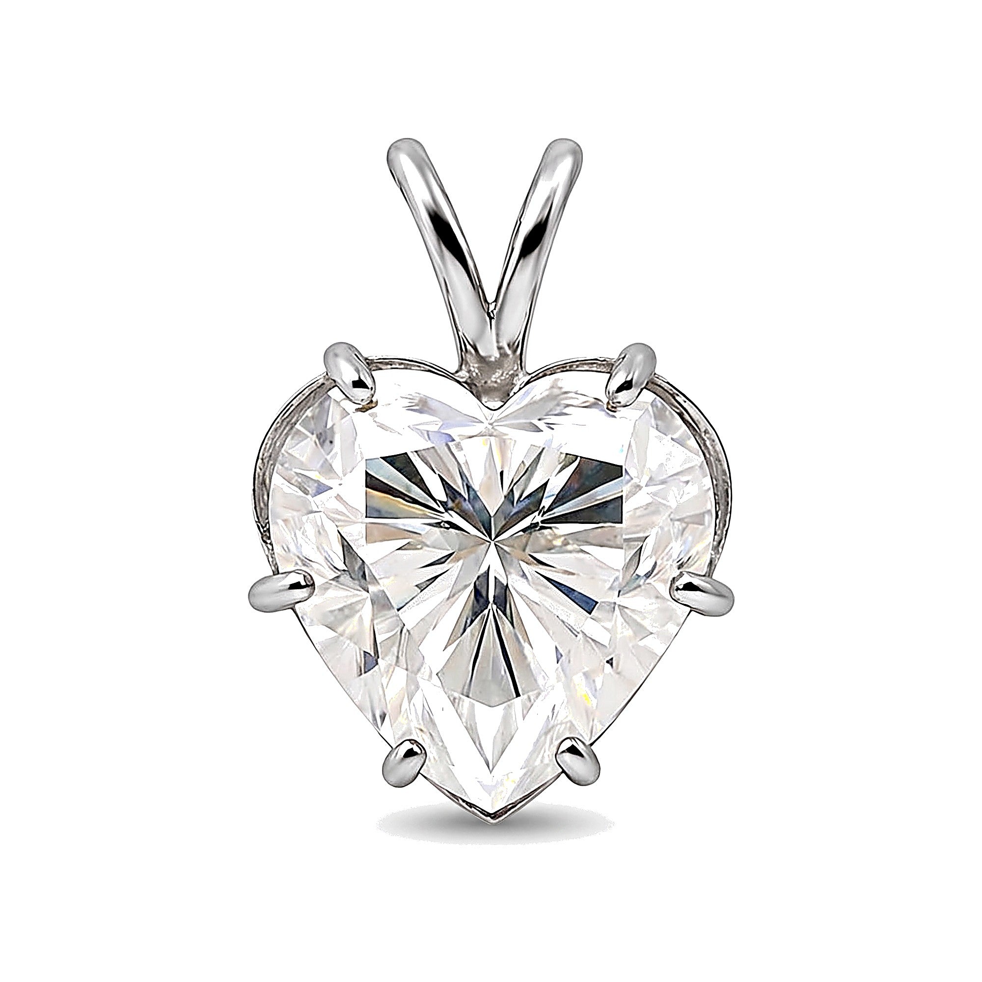 3.41 Ct Heart Cut Moissanite Pendant — VS1 Clarity in 18K Gold Vermeil (925 Silver)