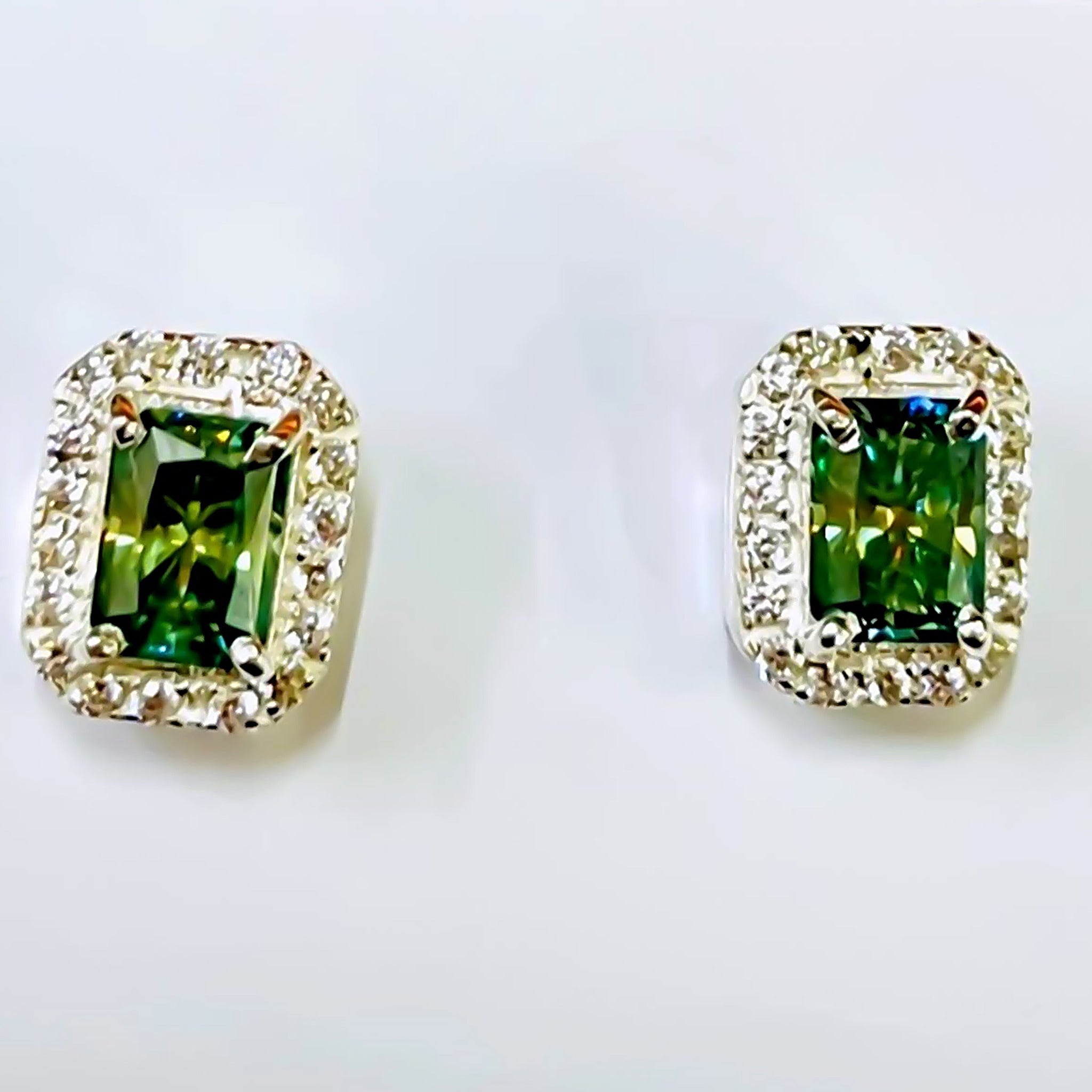 2.00 Cts Certified Blue Moissanite Stud Earrings in Gold Vermeil (925 Silver) For Gift