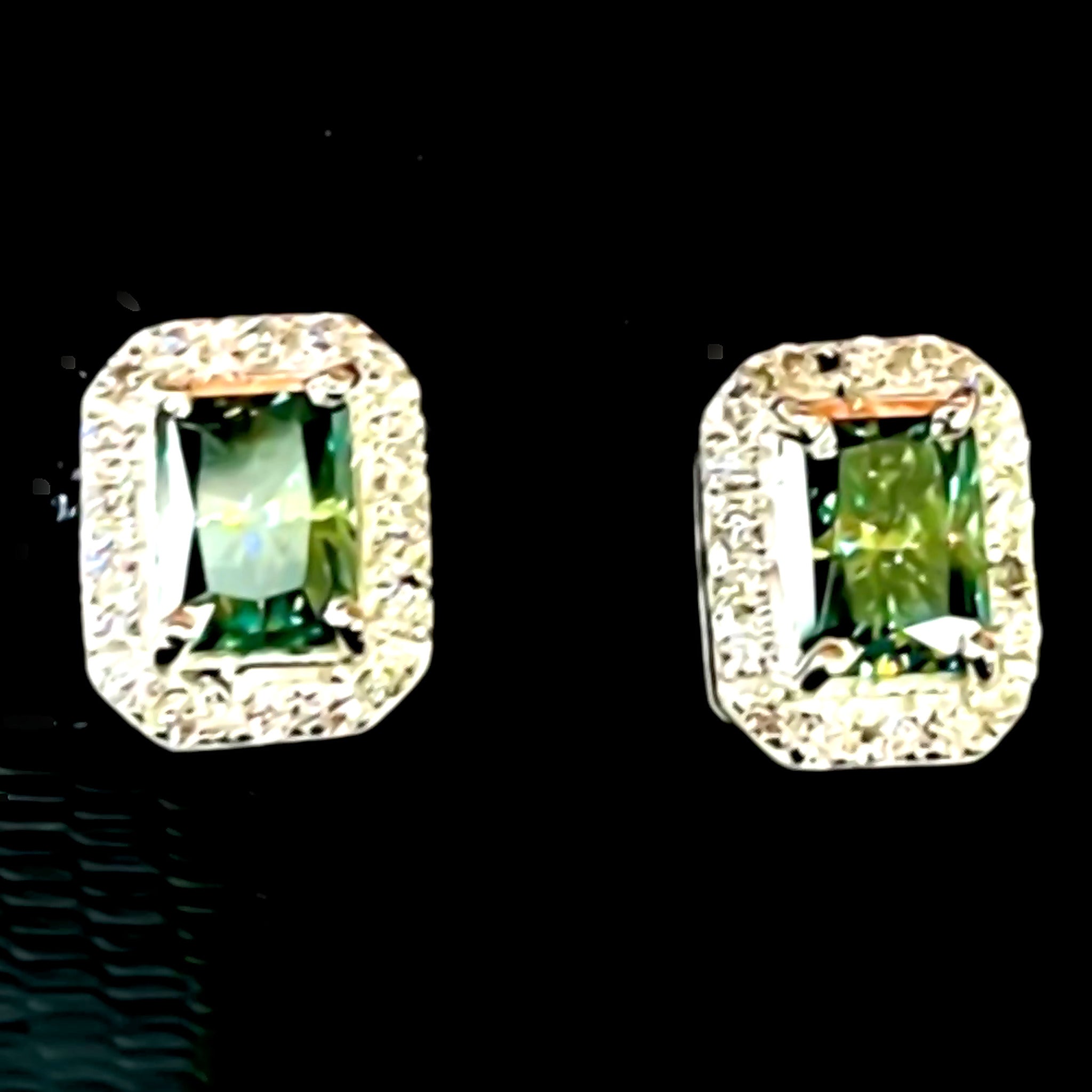 2.00 Cts Certified Blue Moissanite Stud Earrings in Gold Vermeil (925 Silver) For Gift