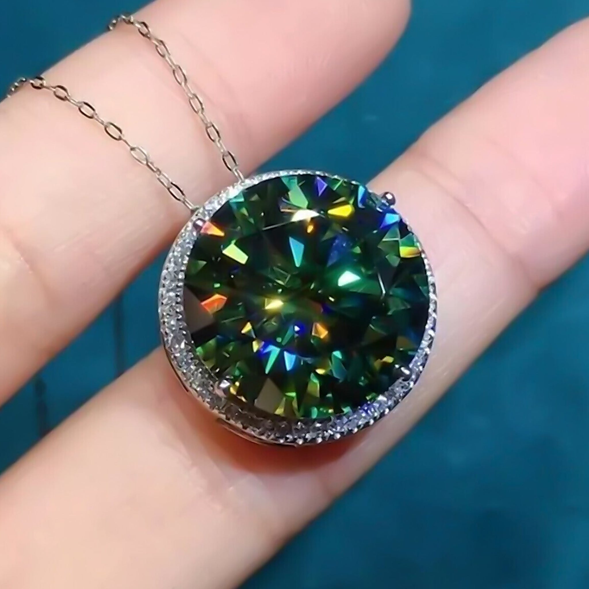 11.50 ct DEW Certified Blue Moissanite Solitaire Pendant in Gold Vermeil (925 Silver)