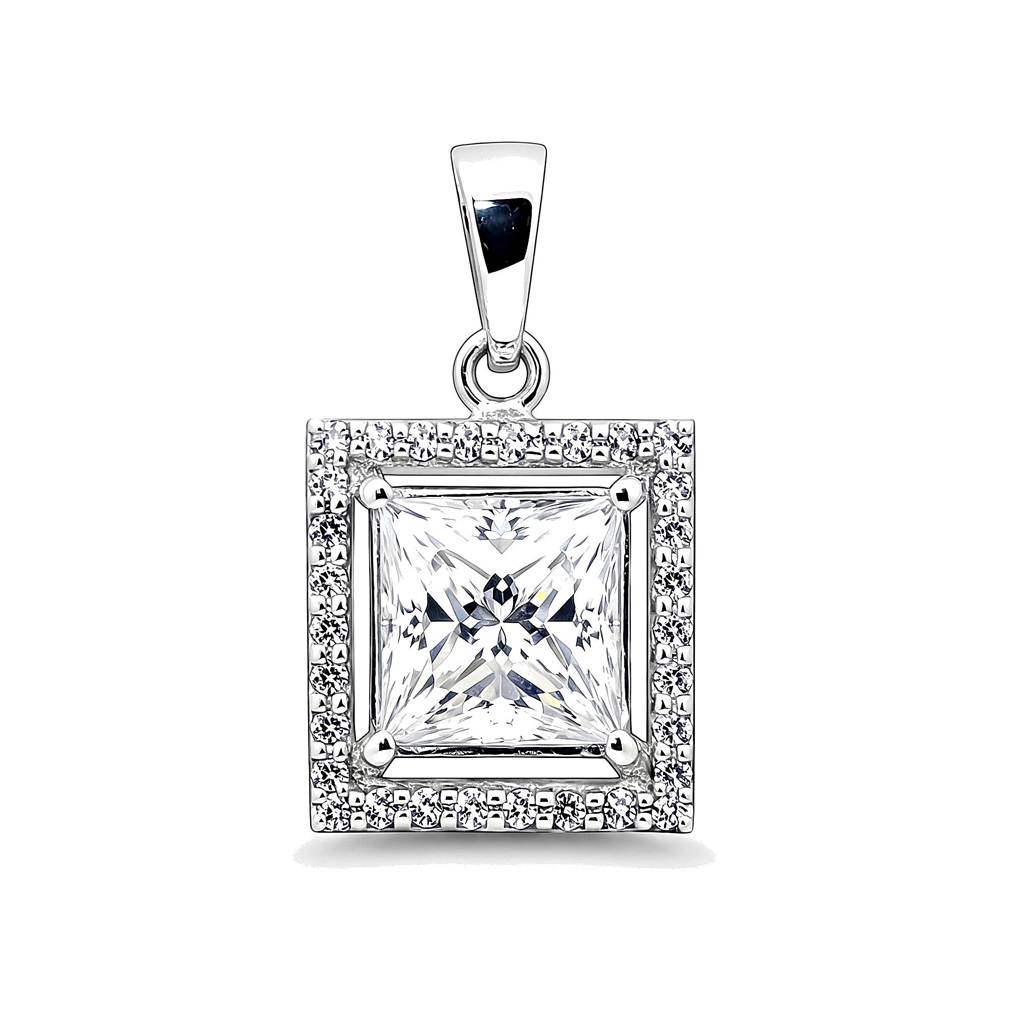 2 Ct Princess Cut Moissanite Pendant — VS1 Clarity in 18K Gold Vermeil (925 Silver)