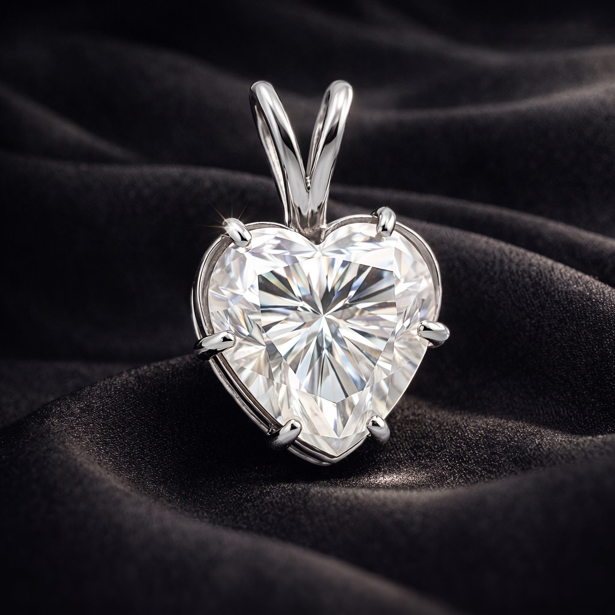 3.41 Ct Heart Cut Moissanite Pendant — VS1 Clarity in 18K Gold Vermeil (925 Silver)
