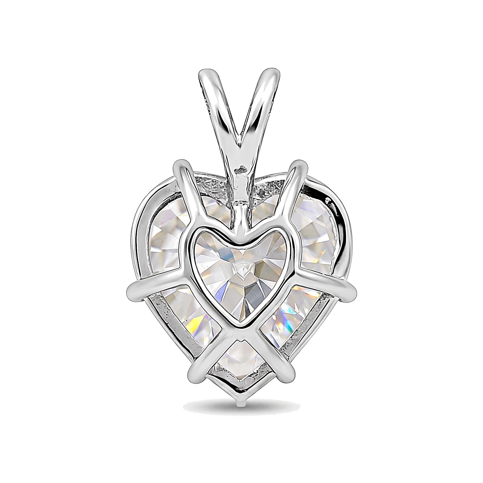 3.41 Ct Heart Cut Moissanite Pendant — VS1 Clarity in 18K Gold Vermeil (925 Silver)
