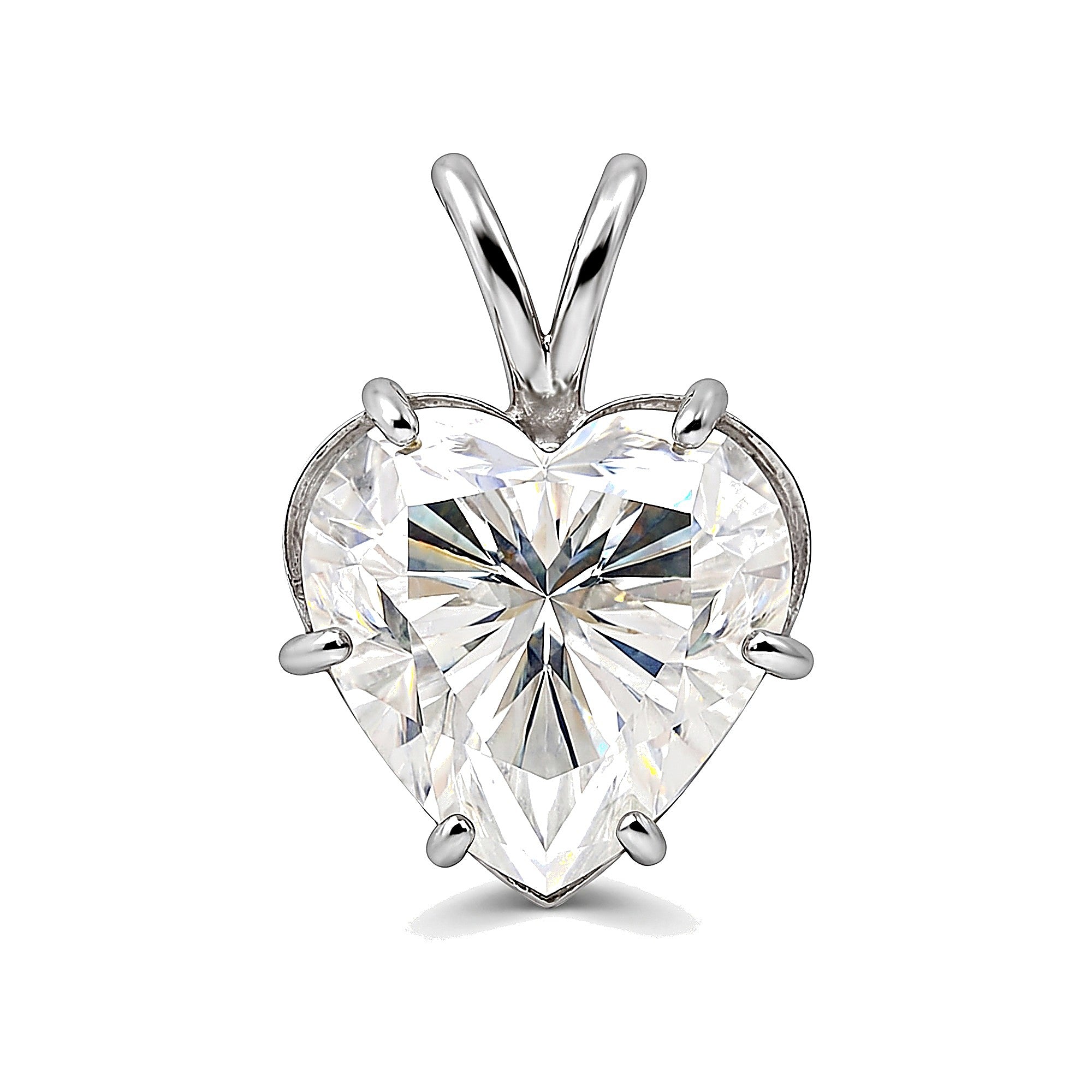 3.41 Ct Heart Cut Moissanite Pendant — VS1 Clarity in 18K Gold Vermeil (925 Silver)