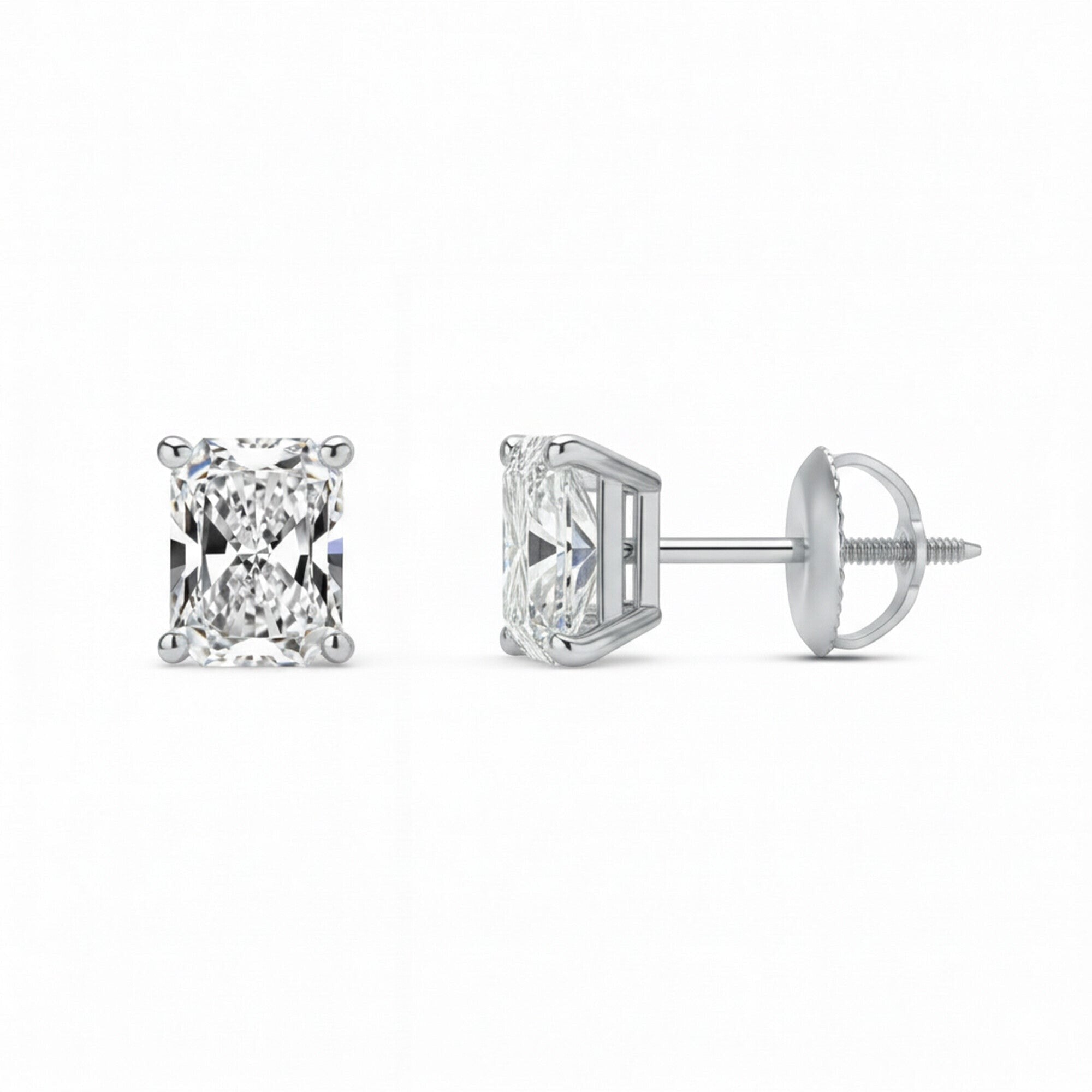 IGI F/VS 3 Ct Radiant Lab Created Grown Diamond Earrings 950 Platinum Screw