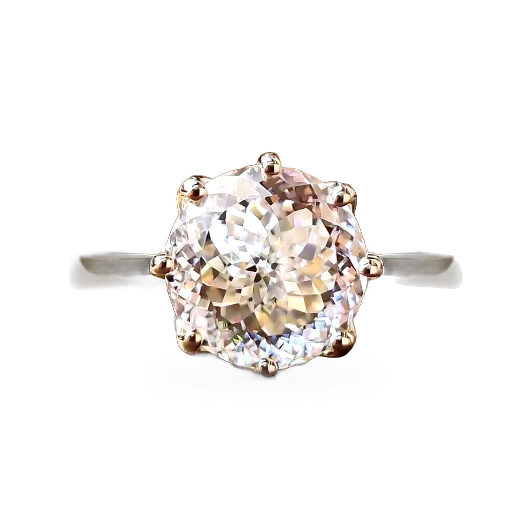 3.25 ct DEW Portuguese Cut White Moissanite Solitaire Ring – Xmas Gift in 18K Gold Vermeil (925 Silver)