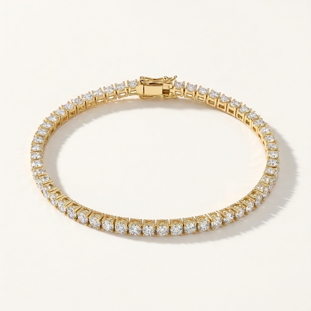 GDGL Certified 14k Yellow Gold 2.00CT Round Cut Natural Diamond Tennis Bracelet